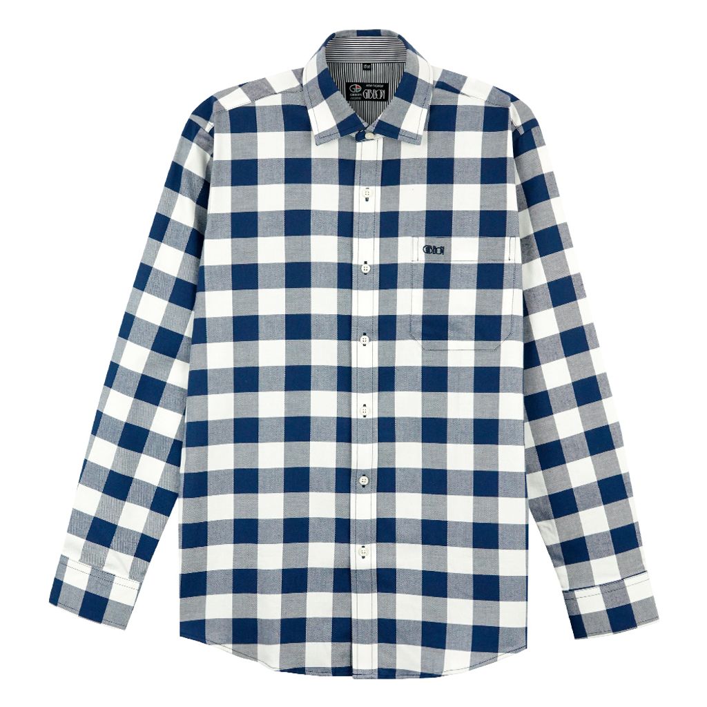 2-GIBBON吉朋-極簡風格子休閒長袖襯衫‧二色