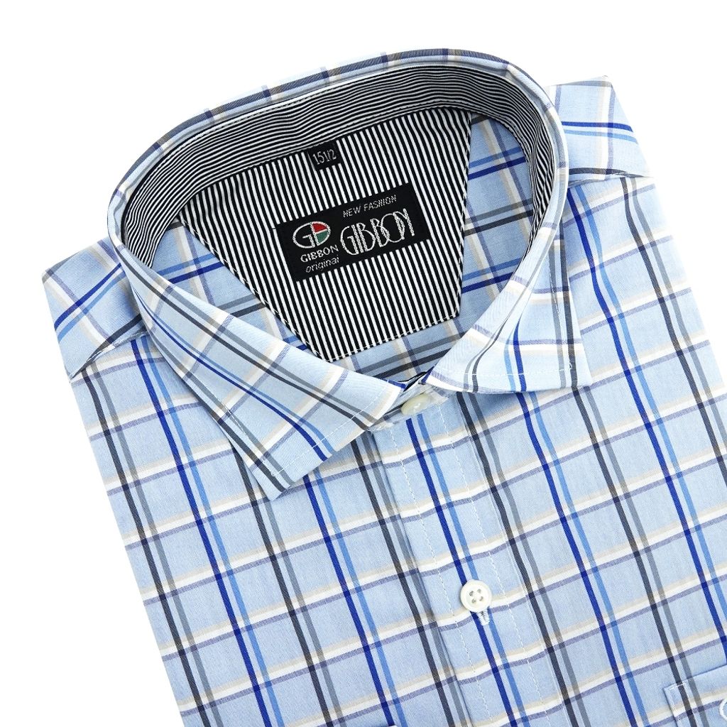 5-GIBBON吉朋-清新格紋純棉休閒長袖襯衫‧二色