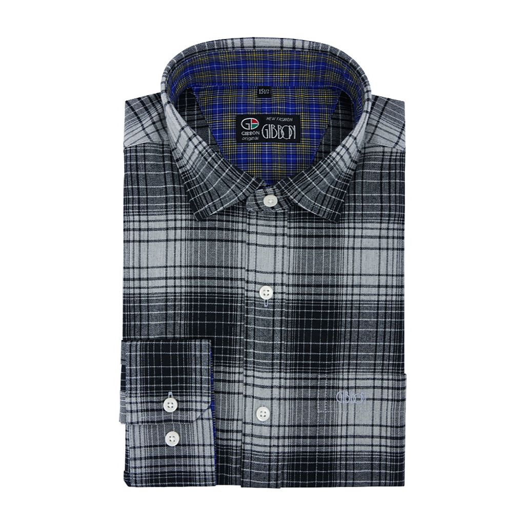 4-GIBBON吉朋-英倫風格紋彈性休閒長袖襯衫‧二色