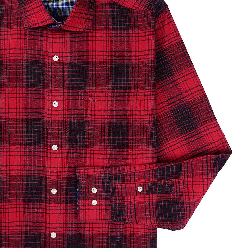 6-GIBBON吉朋-英倫風格紋彈性休閒長袖襯衫‧二色