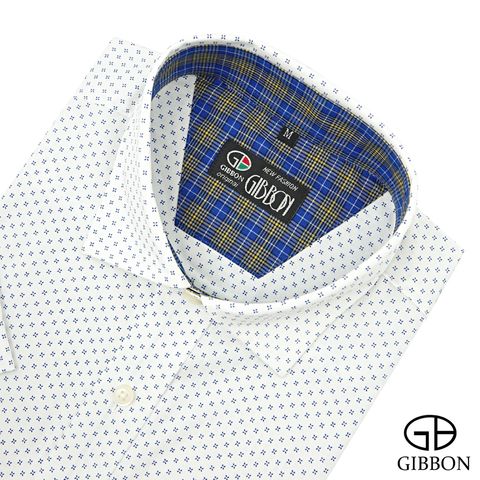 GIBBON吉朋-滿版印花質感休閒短袖襯衫‧白色-1