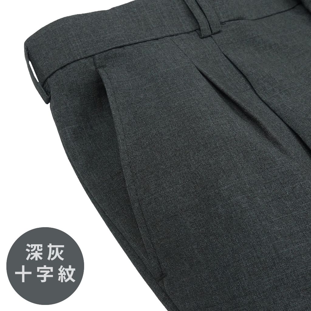 2-GIBBON吉朋 大尺碼時代紳士 舒適打摺款 商務西裝褲 深灰十字紋 星幕藍 永夜黑