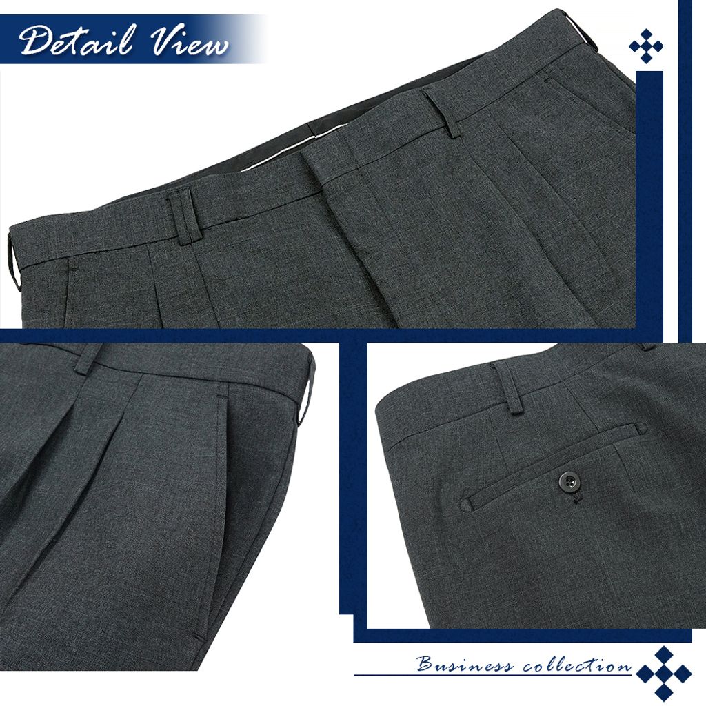 6-GIBBON吉朋 大尺碼時代紳士 舒適打摺款 商務西裝褲 深灰十字紋 星幕藍 永夜黑