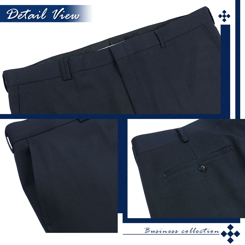 6-GIBBON吉朋 大尺碼極簡紳士 修身平口款 商務西裝褲 深灰十字紋 星幕藍 永夜黑