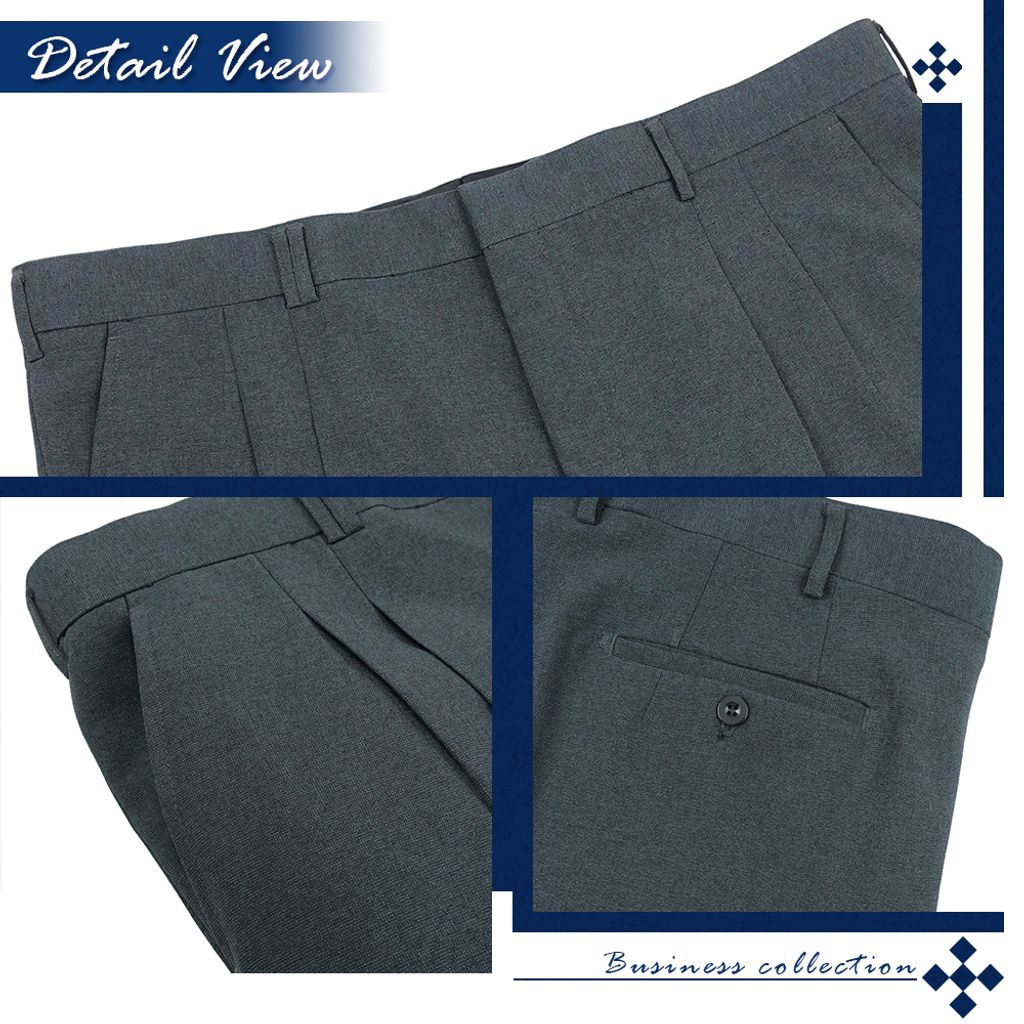 6-ZENO傑諾 大尺碼雅仕褶學 舒適打摺款 商務西裝褲 灰色微光澤 曜石黑