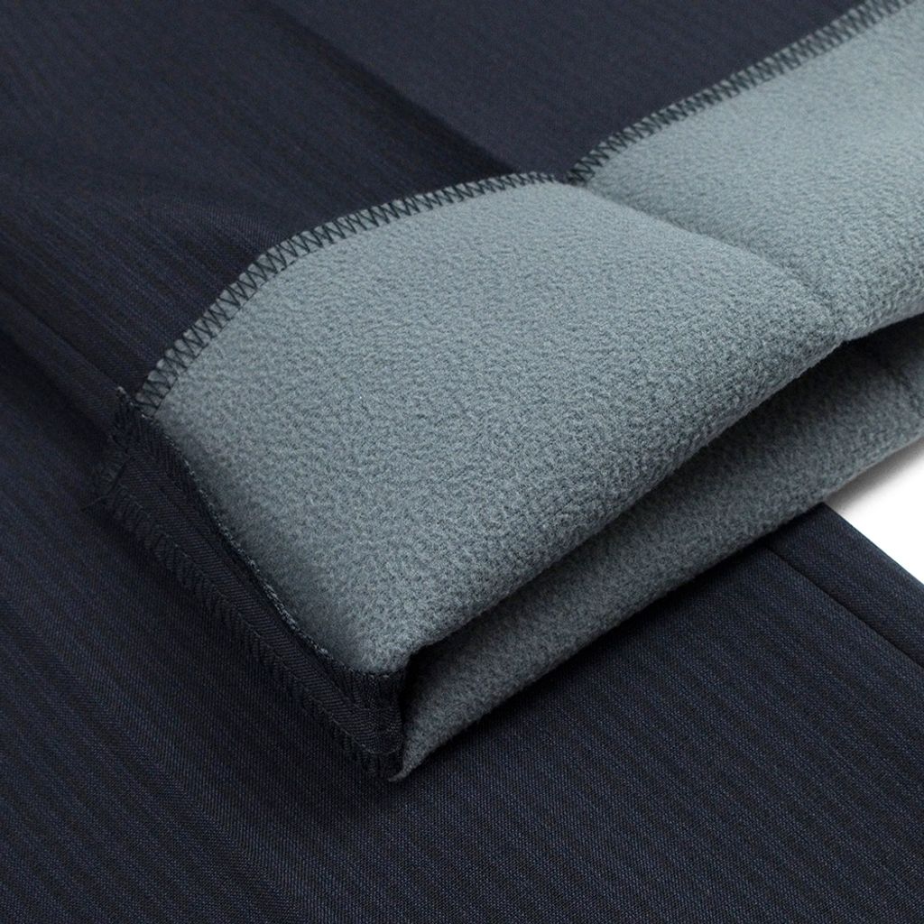 GIBBON 暖感厚質內刷毛條紋平面西裝褲‧黑藍條紋-3
