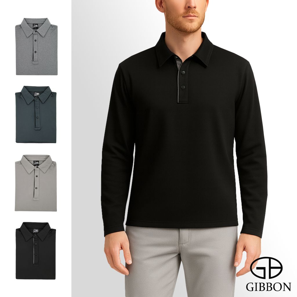 GIBBON吉朋-極暖感 吸排四面彈 舒適機能保暖衣 男款長袖POLO衫-1