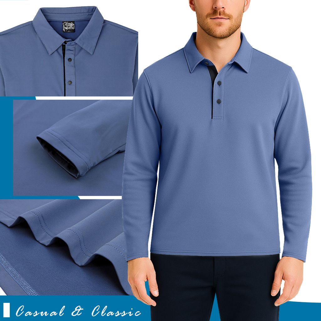 GIBBON吉朋-極暖感 高效蓄熱MICRO內磨毛 四向彈性舒適保暖衣 男款長袖POLO衫-7