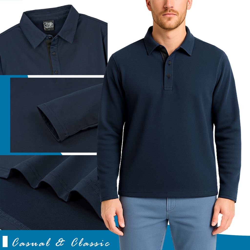 GIBBON吉朋-極暖感 高效蓄熱MICRO內磨毛 四向彈性舒適保暖衣 男款長袖POLO衫-6