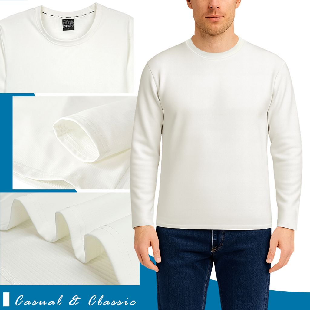 GIBBON吉朋-極暖感 吸排四面彈 男款圓領舒適機能保暖衣