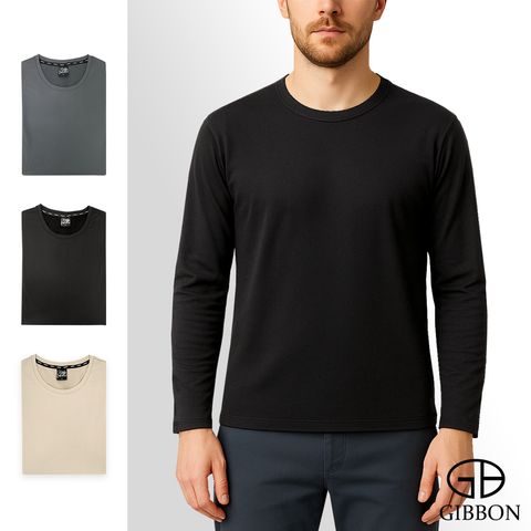 GIBBON吉朋-極暖感 高效蓄熱內磨毛 男款圓領 四面彈舒適保暖衣