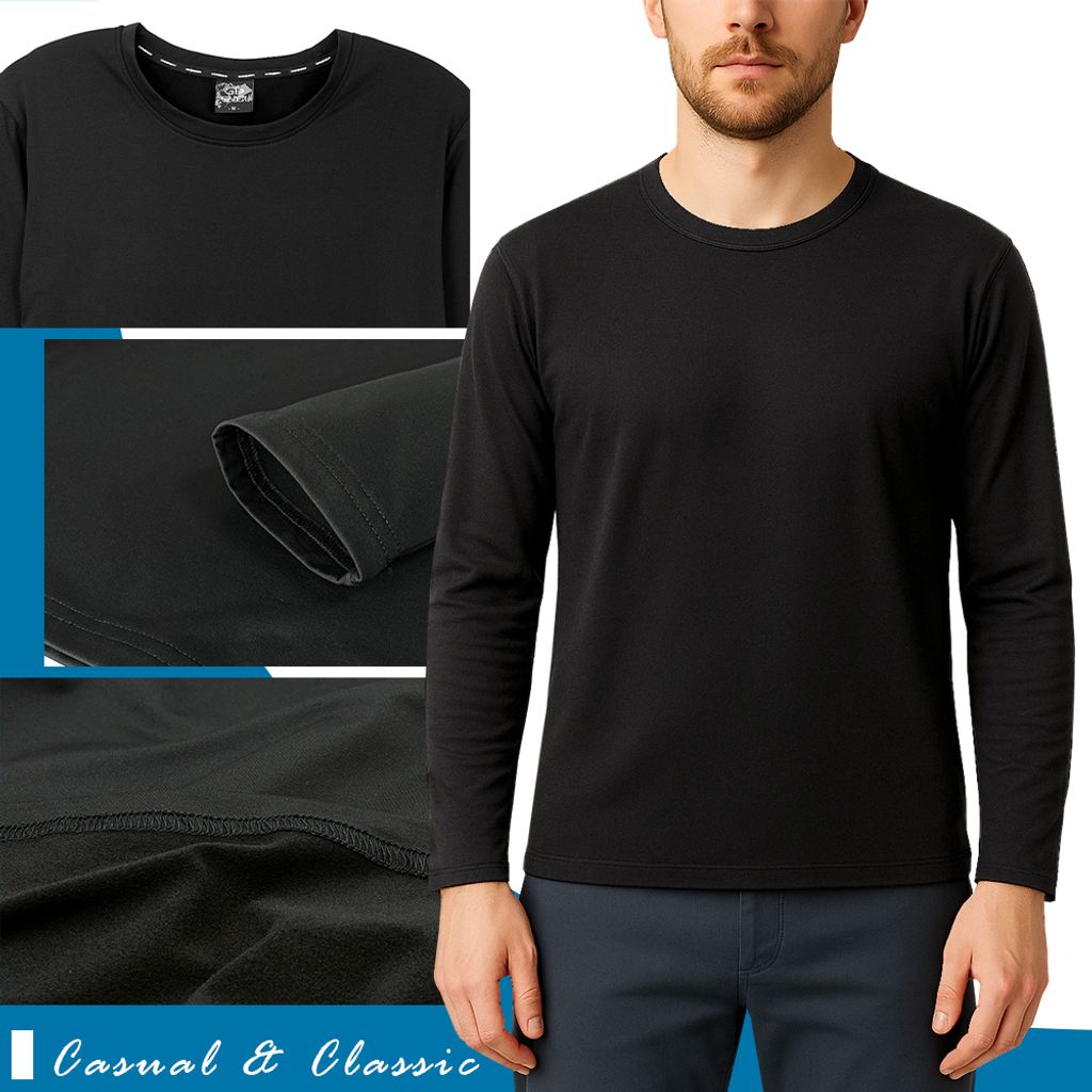 GIBBON吉朋-極暖感 高效蓄熱內磨毛 男款圓領 四面彈舒適保暖衣