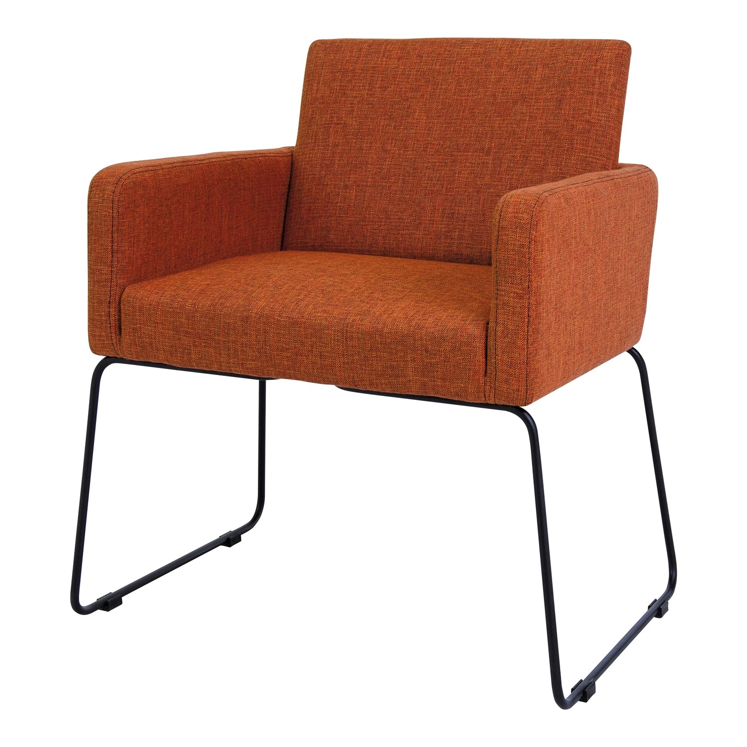 AIMIZON Eilme Dining Chair in Russet colour Barras fabric on Matt Black Epoxy leg