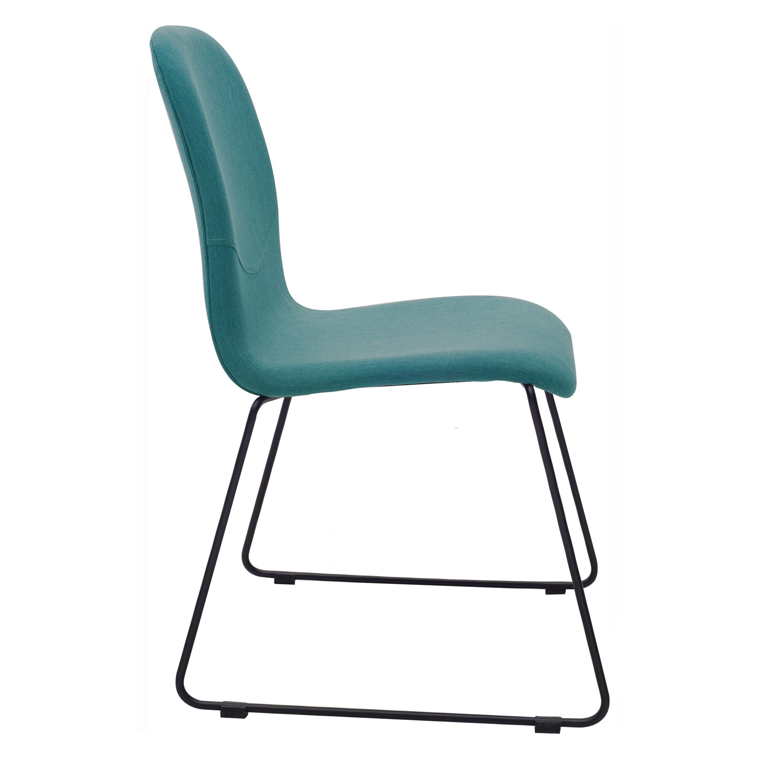 AIMIZON Bve dining chair in Matt Black Epoxy leg, Emarald colour Delaine fabric frame