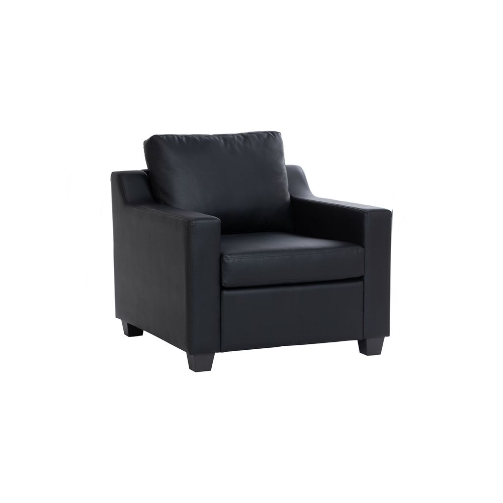 AIMIZON Celinu 1 seater sofa in Black colour leg, Espresso colour Vinyl body
