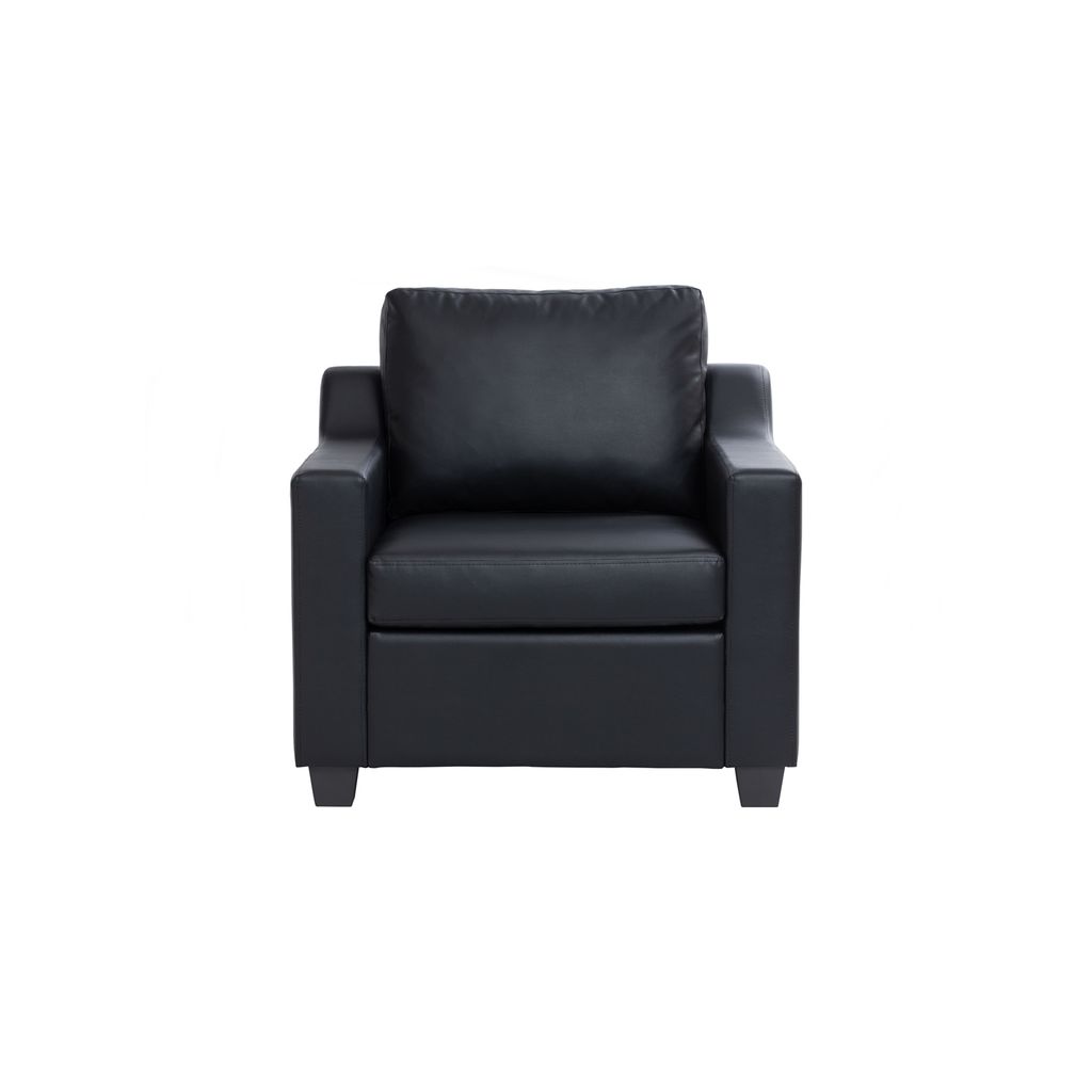 AIMIZON Celinu 1 seater sofa in Black colour leg, Espresso colour Vinyl body
