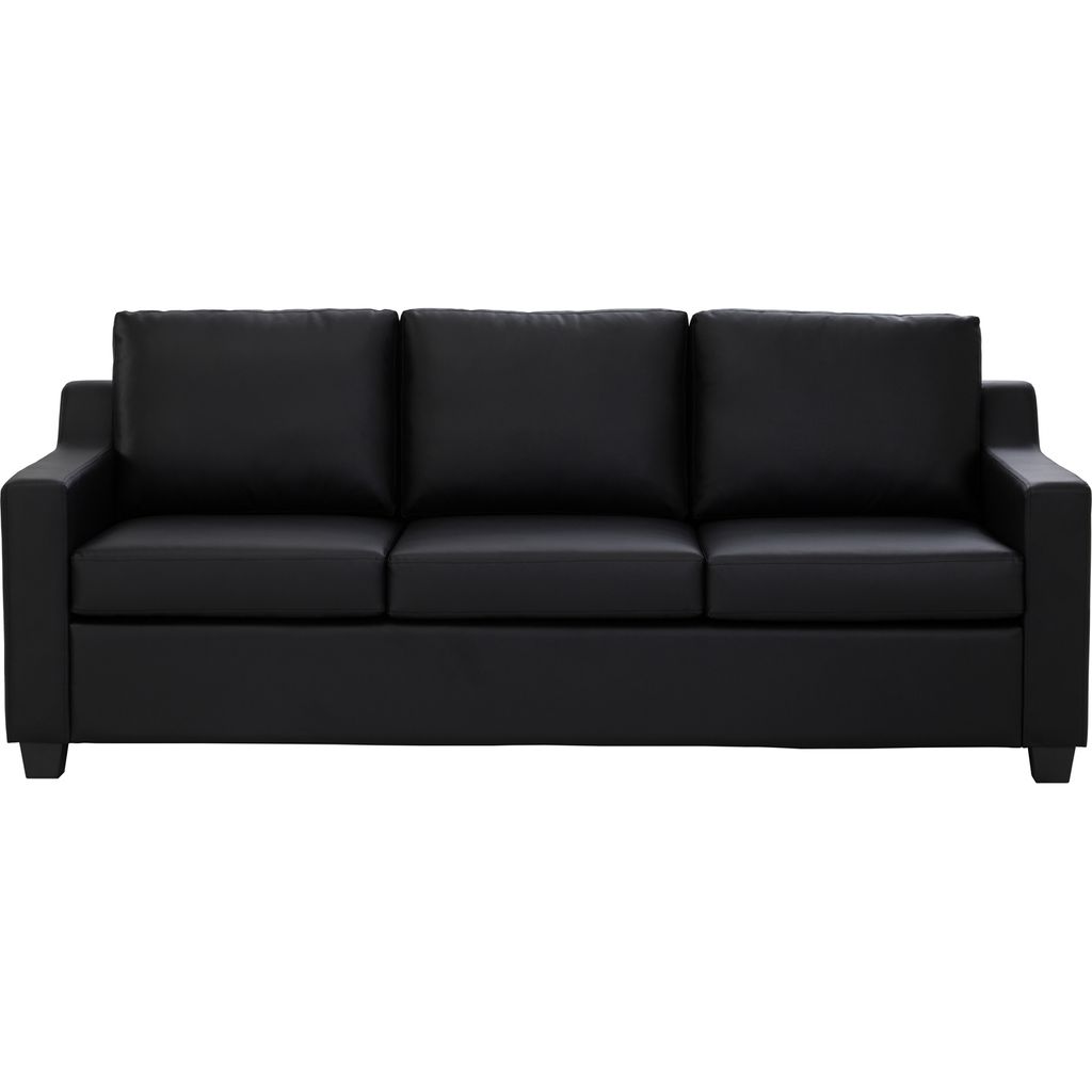AIMIZON Celinu 3 seater sofa in Black colour leg, Espresso colour Vinyl body
