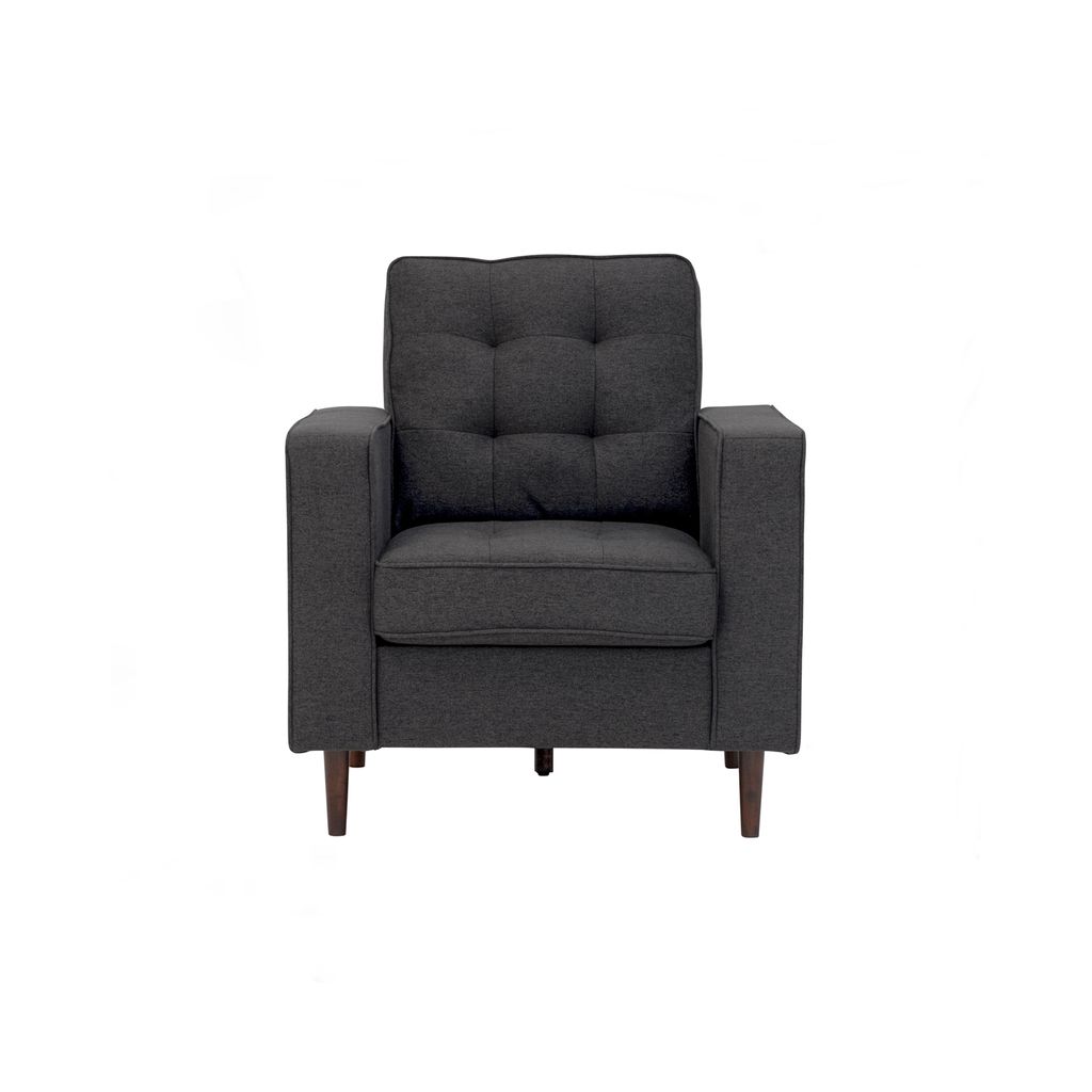 AIMIZON Suyci 1 seater sofa in Cocoa colour leg, Seal colour Dimity fabric body