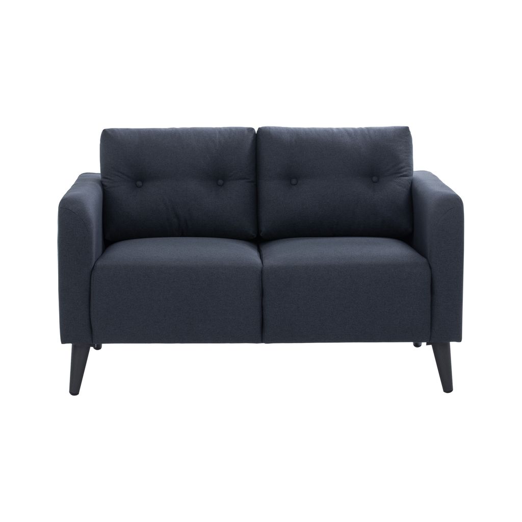 AIMIZON Bltu 2 seater sofa in Black colour leg, Navy colour Challis fabric body