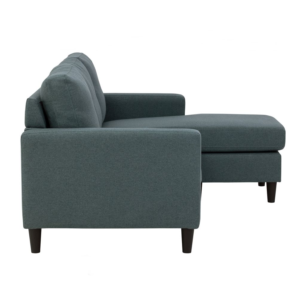 AIMIZON Nocre L-Shape sofa in Black colour leg, Nile Green Challis fabric body