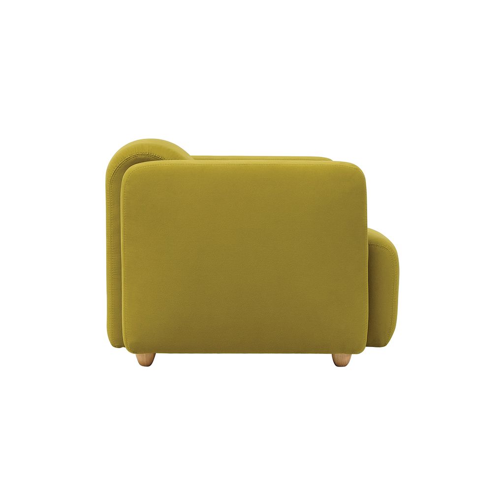 AIMIZON Qulu Single Seater Sofa with Oak colour leg, Pickle colour Scarlet fabric