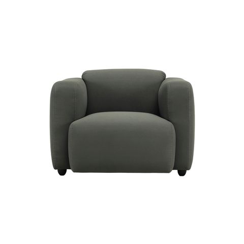 AIMIZON Qulu Single Seater Sofa with Black colour leg, Paloma colour Scarlet fabric