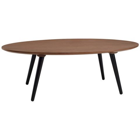 AIMIZON Dersyn Oval coffee table in Cocoa colour top, Black colour leg