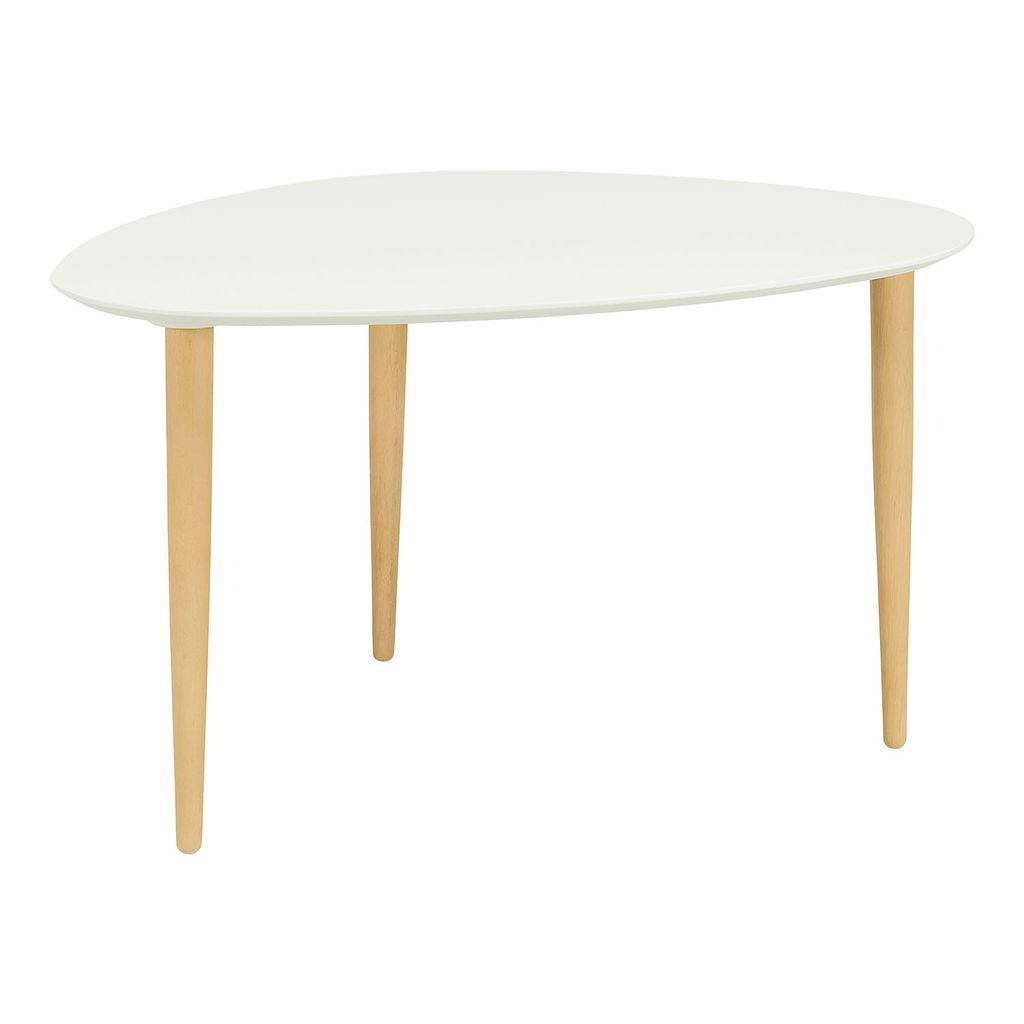 AIMIZON Duriy occasional set high table in White Lacquered top, Natural colour leg