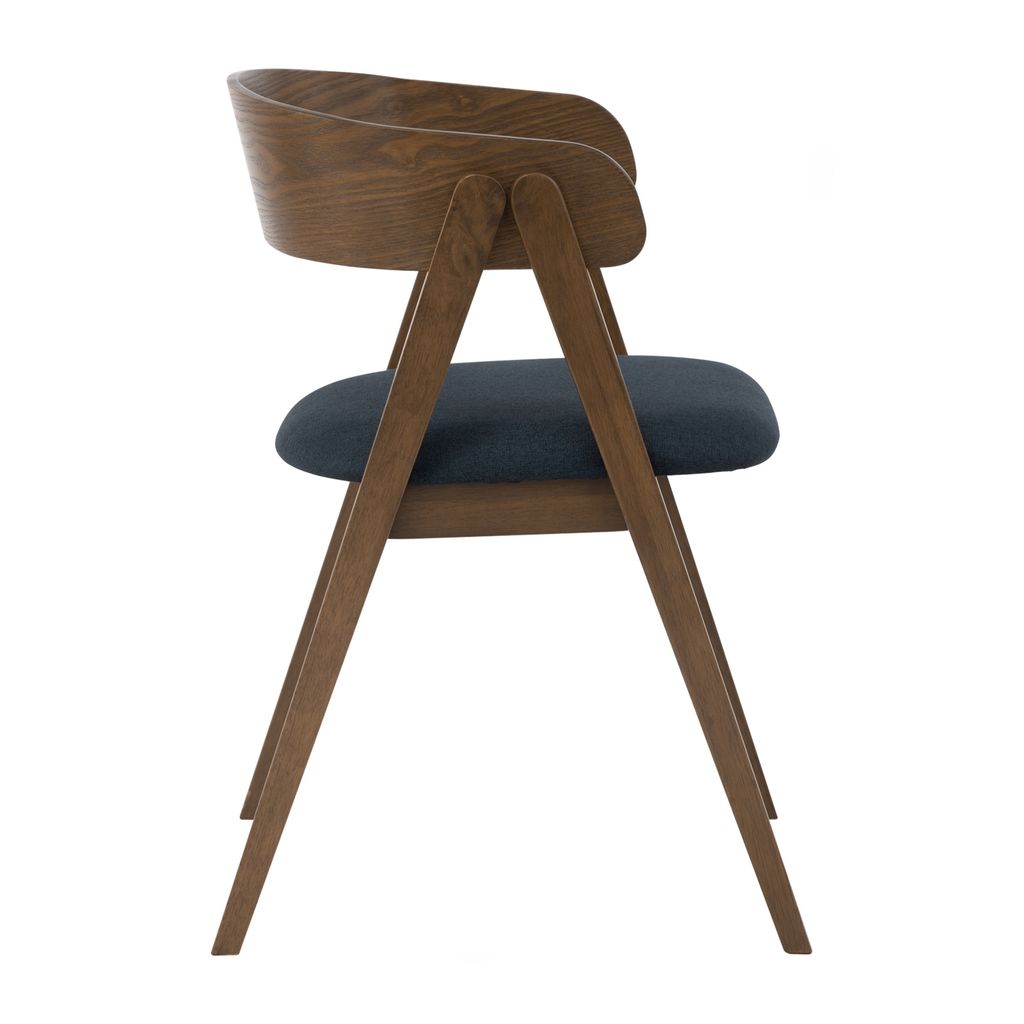 AIMIZON Dertir dining chair in Cocoa colour frame, Navy colour Challis fabric seat