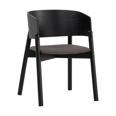 AIMIZON Dupin dining chair in Black colour frame, Chestnut colour Dimity fabric seat