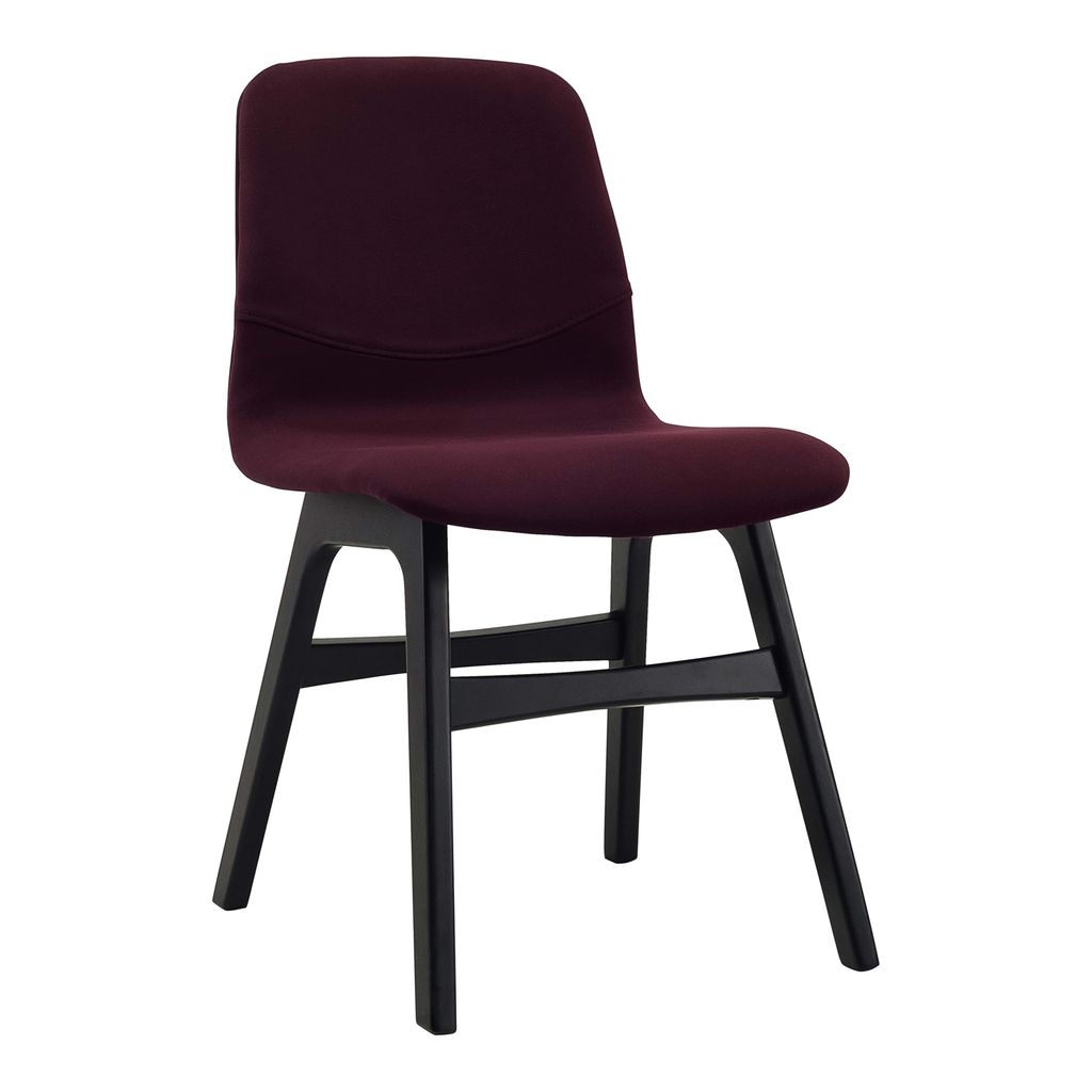 AIMIZON Blysse Dining Chair with Black colour Leg, Ruby colour Scarlet Fabric