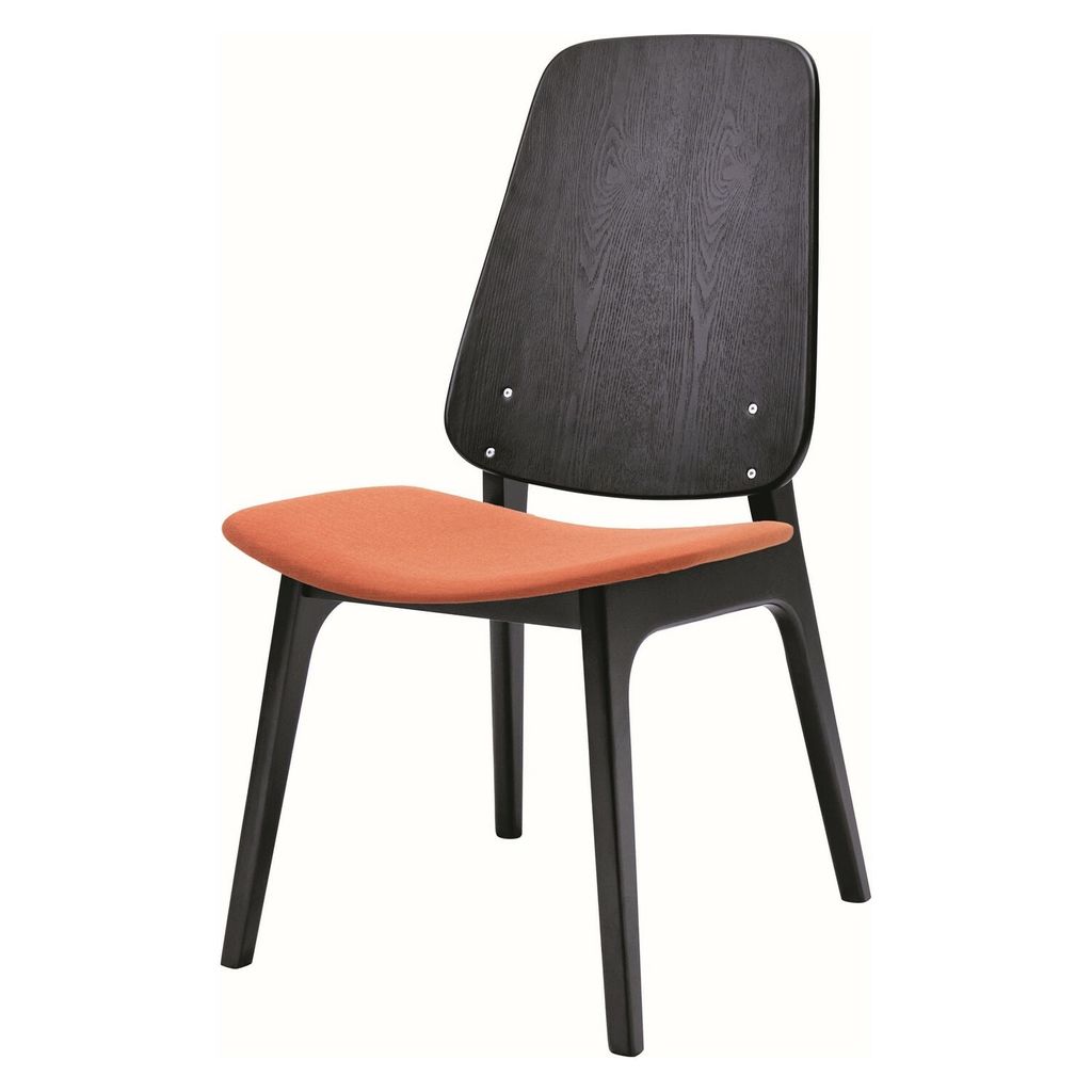 AIMIZON Neddoi dining chair in Black Ash Veneer frame, Carrot colour Delaine fabric seat