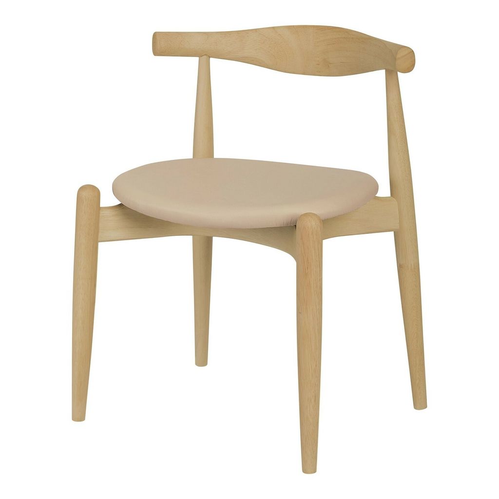 AIMIZON Cuuvoir dining chair in Oak colour frame, Cream colour Premium Vinyl seat