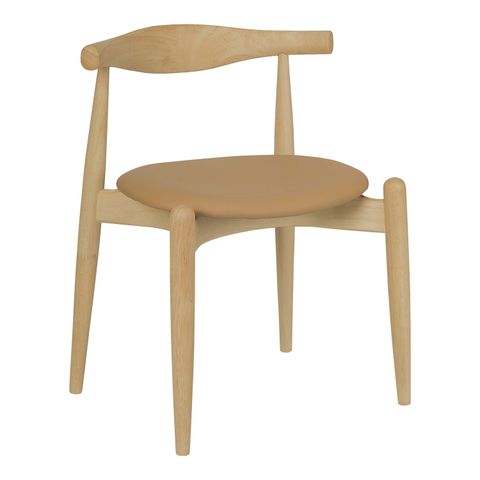 AIMIZON Cuuvoir dining chair in Oak colour frame, Caramel colour Premium Vinyl seat