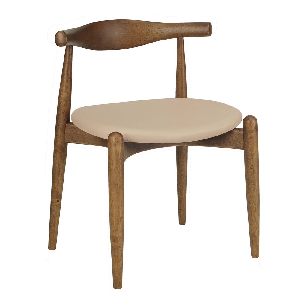 AIMIZON Cuuvoir dining chair in Walnut colour frame, Cream colour Premium Vinyl seat