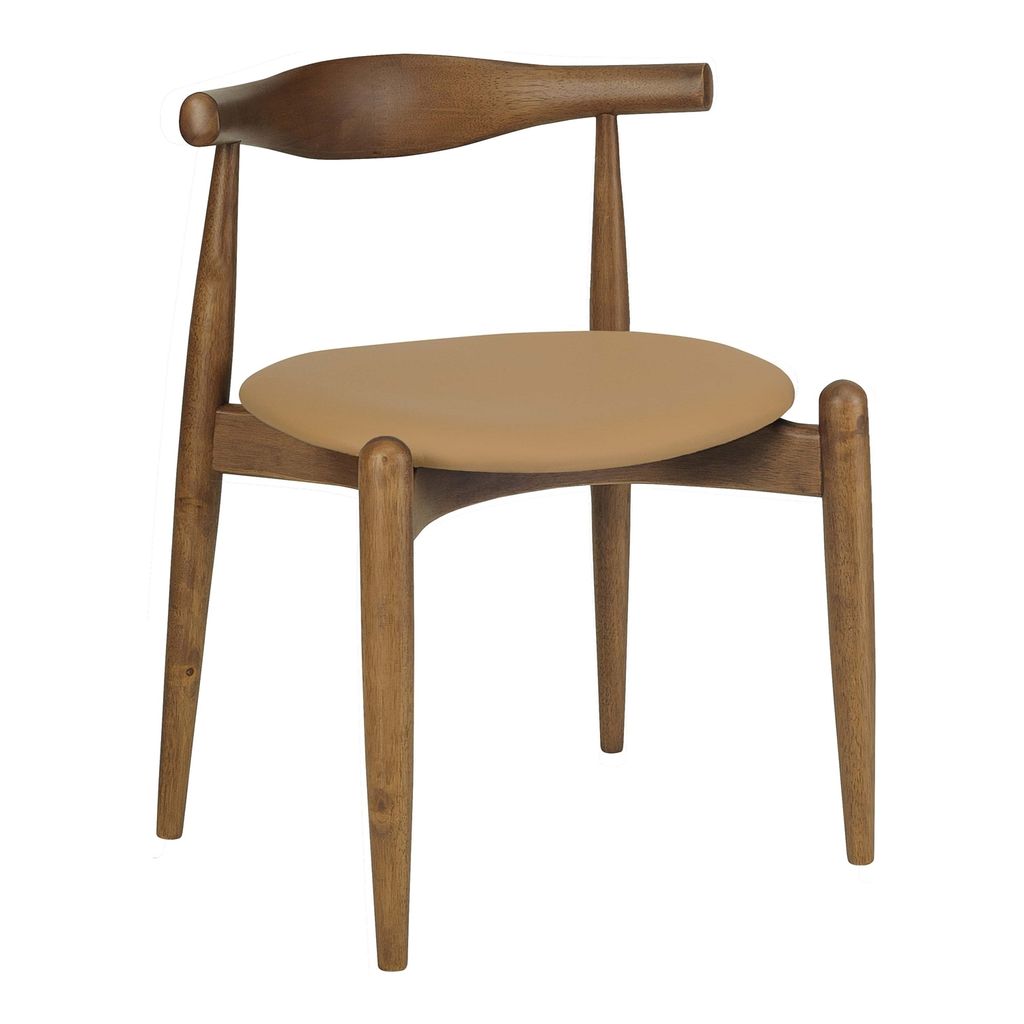 AIMIZON Cuuvoir dining chair in Walnut colour frame, Caramel colour Premium Vinyl seat