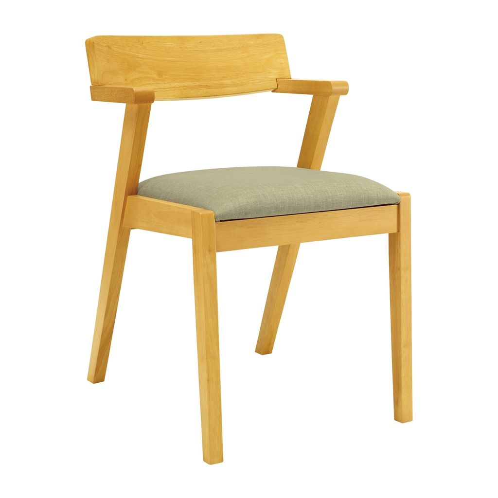 AIMIZON Aule dining chair in Natural colour frame, Spring Green colour Cambric fabric seat