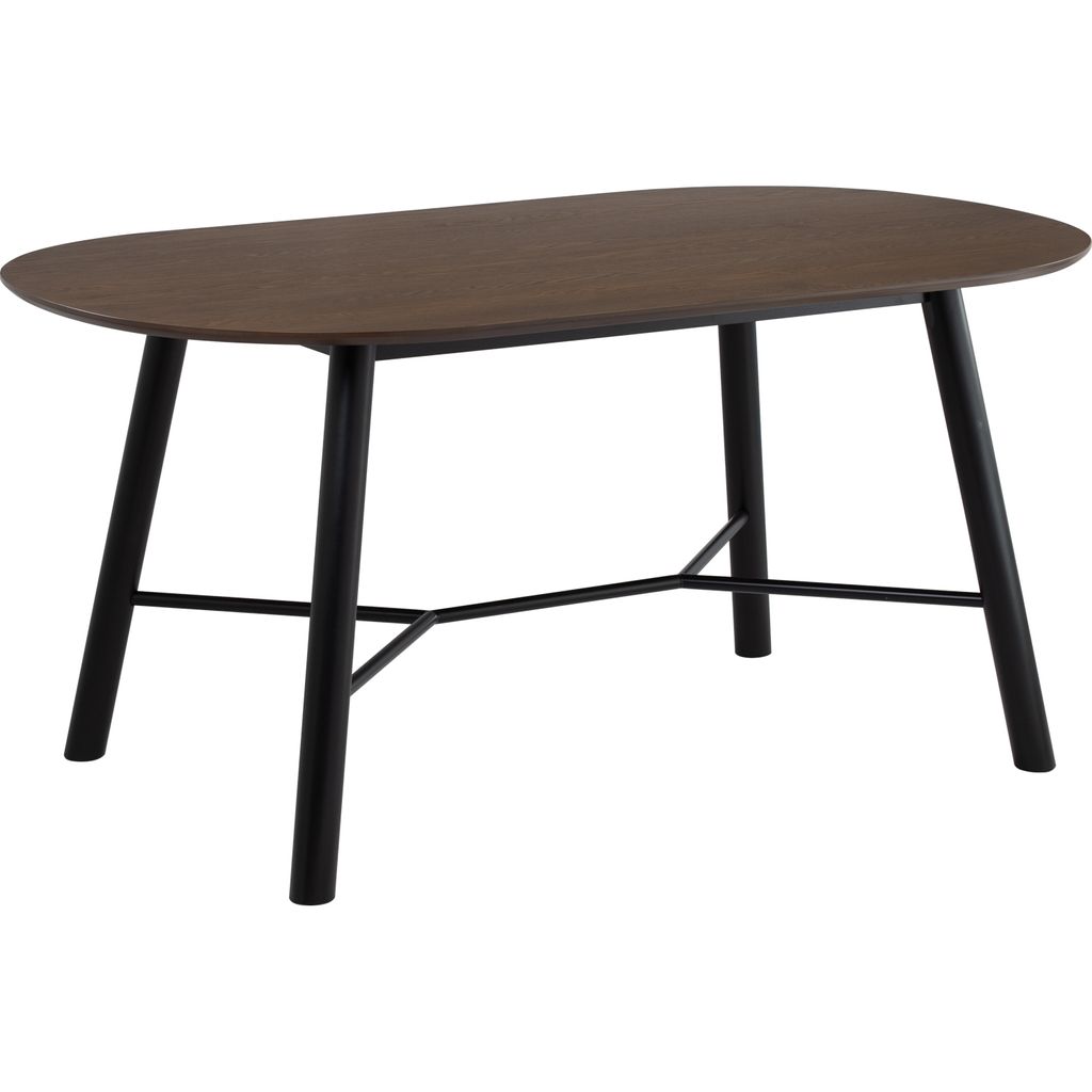 AIMIZON Ieruld dining table in Black colour leg and Matt Black Epoxy metal cross bar, Cocoa colour table top