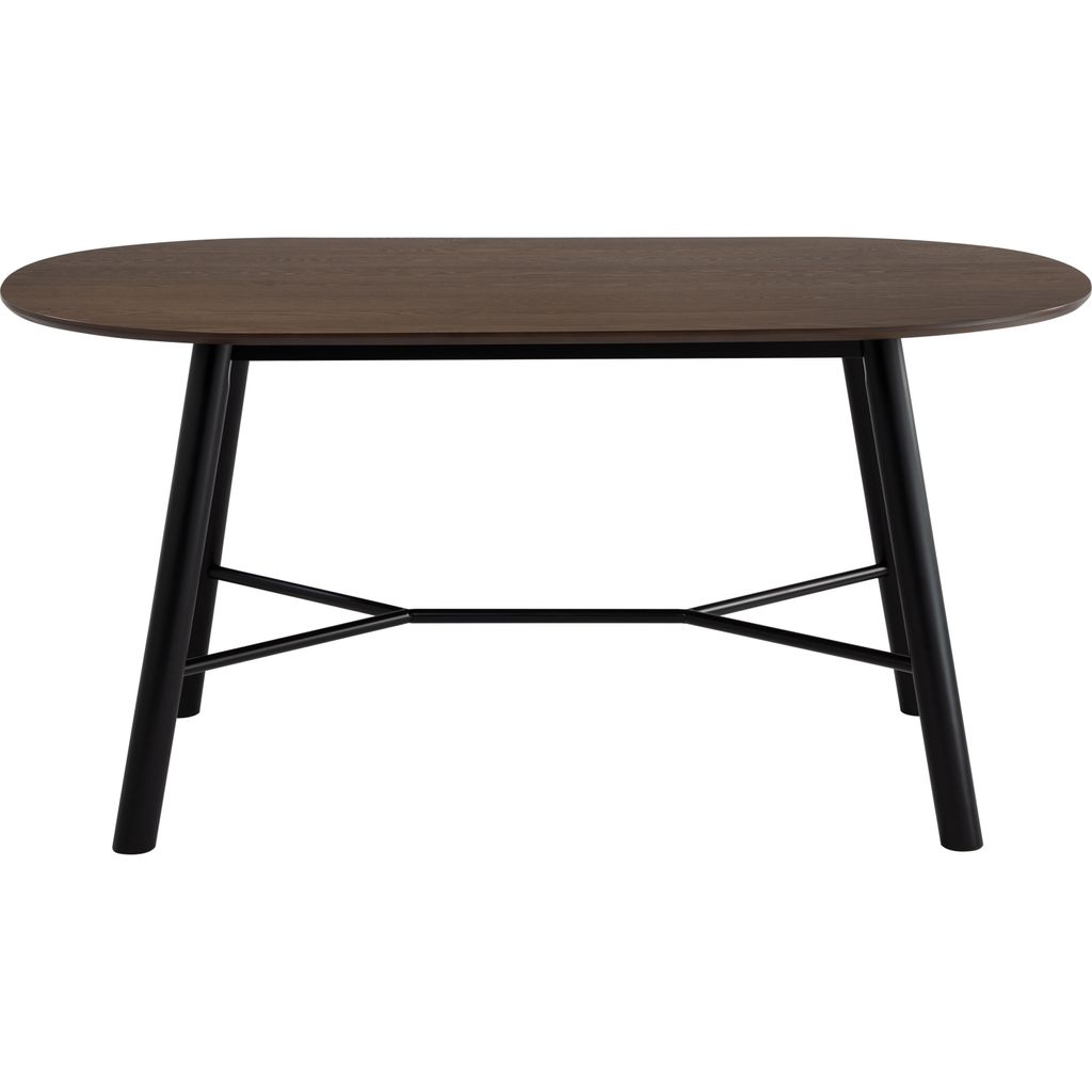 AIMIZON Ieruld dining table in Black colour leg and Matt Black Epoxy metal cross bar, Cocoa colour table top