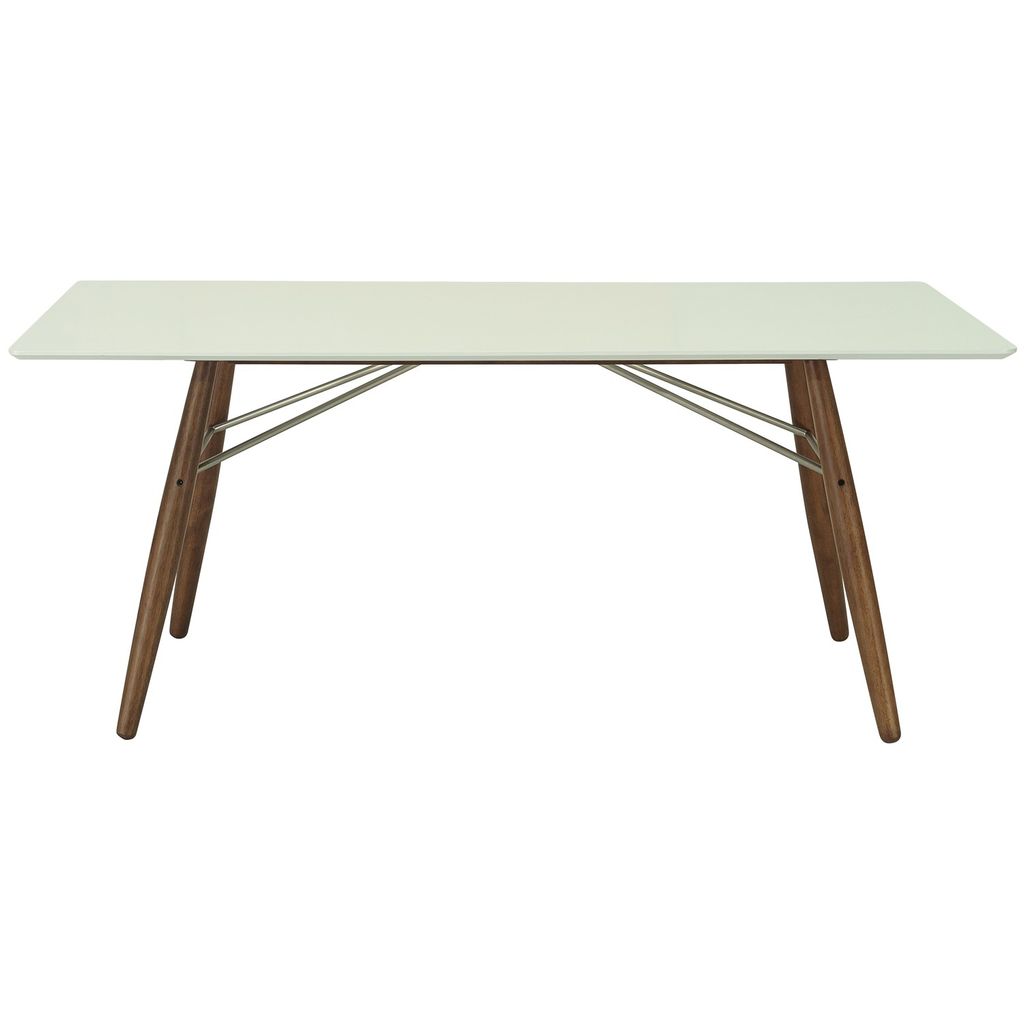 AIMIZON Girrul dining table in White Lacquered top with Walnut colour leg