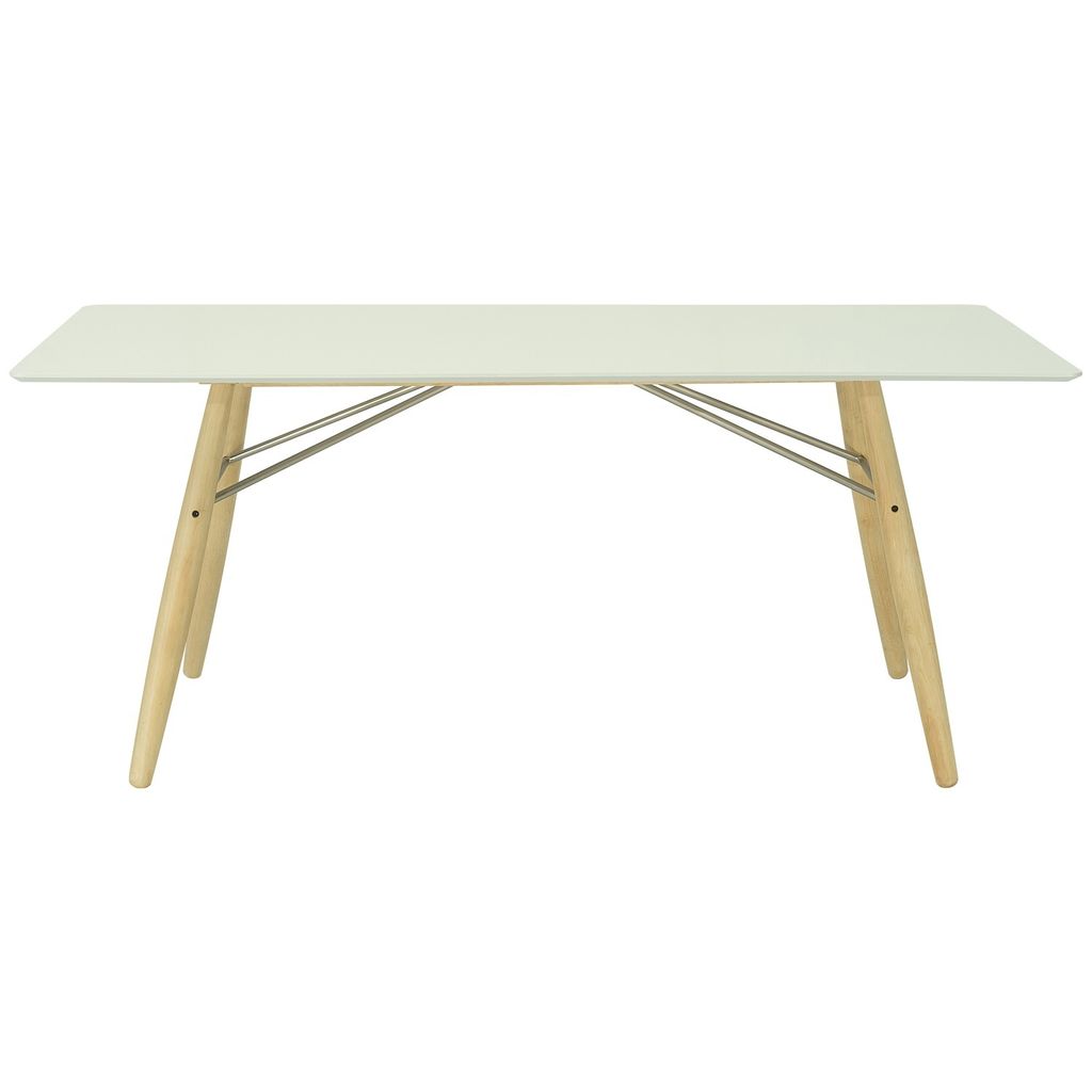 AIMIZON Girrul dining table in White Lacquered top with Oak colour leg