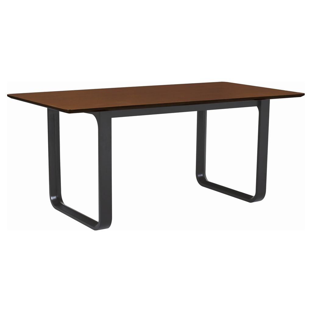 AIMIZON Vlmir dining table in Black colour leg, Walnut laminate top