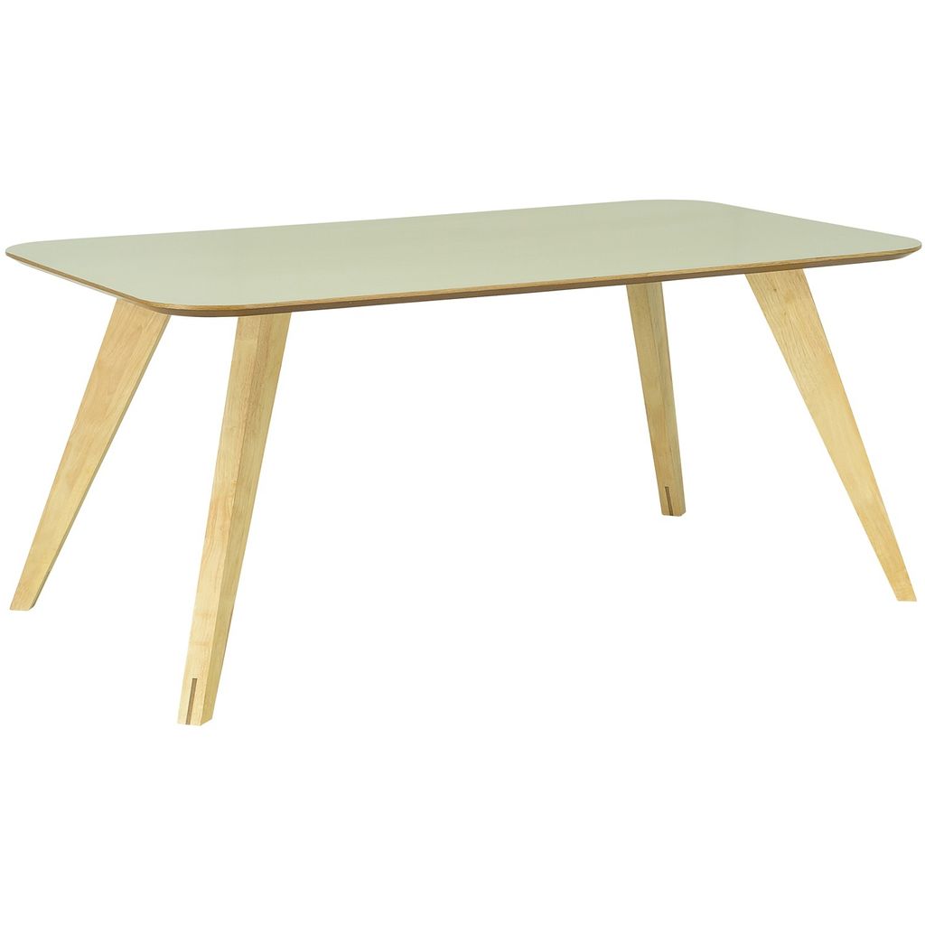 AIMIZON Sydir dining table in Dust Green lacquered top with Oak colour leg