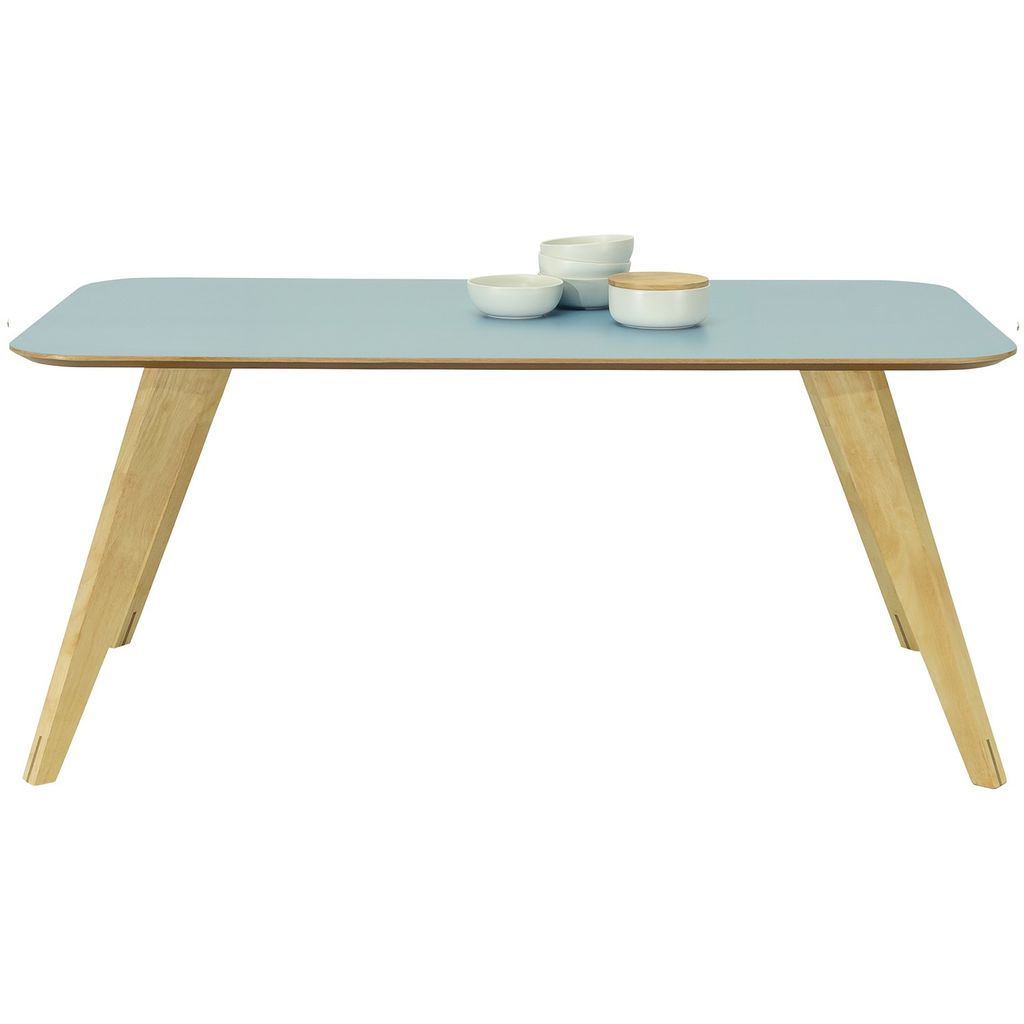 AIMIZON Sydir dining table in Dust Blue lacquered top with Oak colour leg