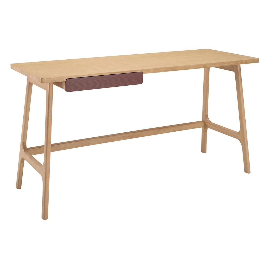 AIMIZON Nuriy working desk in Natural colour, Penny Brown colour drawer
