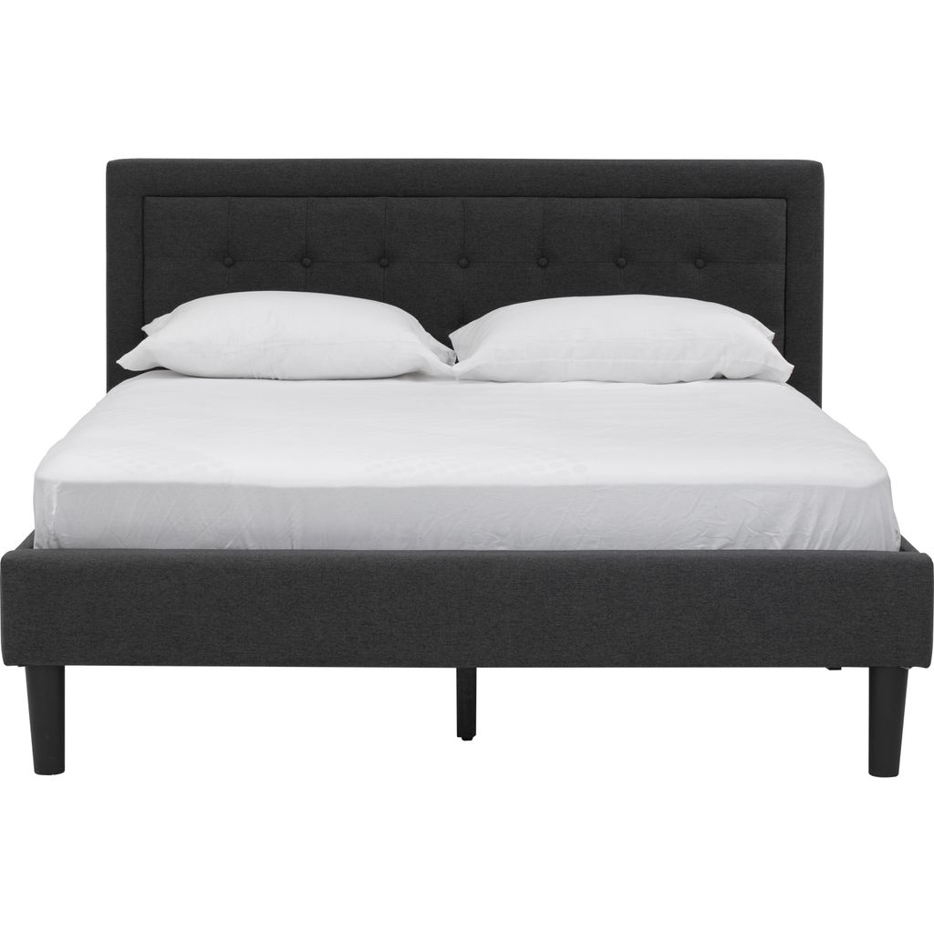 AIMIZON Ieydin king bed on Black colour leg, Seal colour Dimity fabric (Fit mattress: 1829mm x 2032mm)