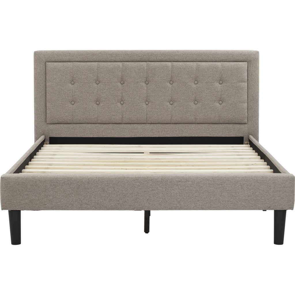 AIMIZON Ieydin king bed on Black colour leg, Harmonic Tan colour Dimity fabric (Fit mattress: 1829mm x 2032mm)