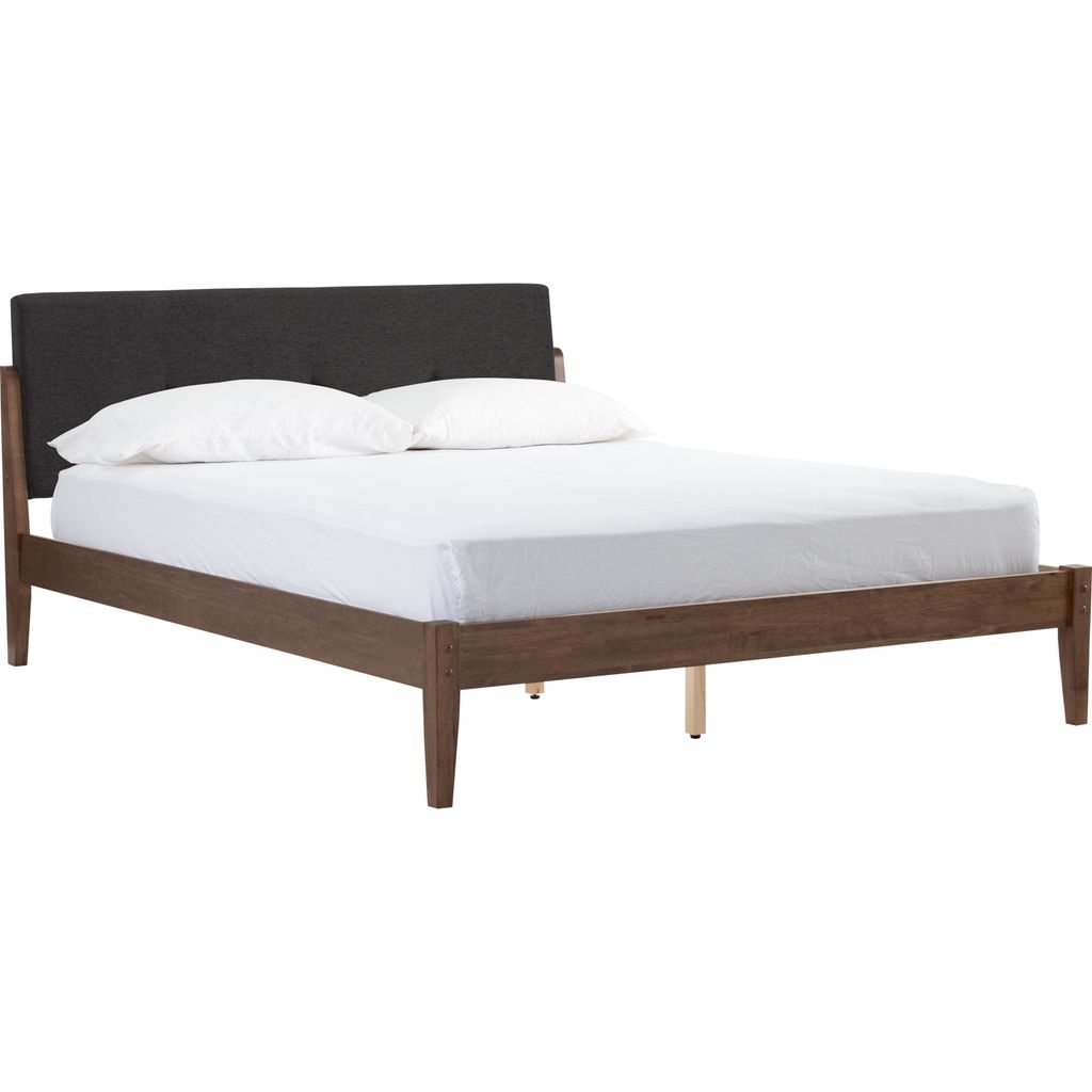 AIMIZON Uackir King Bed on Cocoa colour leg, Seal colour Dimity fabric (Fit mattress: 1829mm x 2032mm)