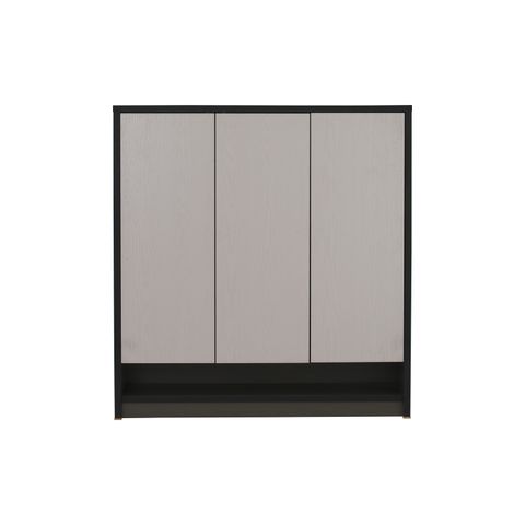 AIMIZON Iebob 3 door shoe cabinet in Dark Grey laminate body and Light Grey laminate door