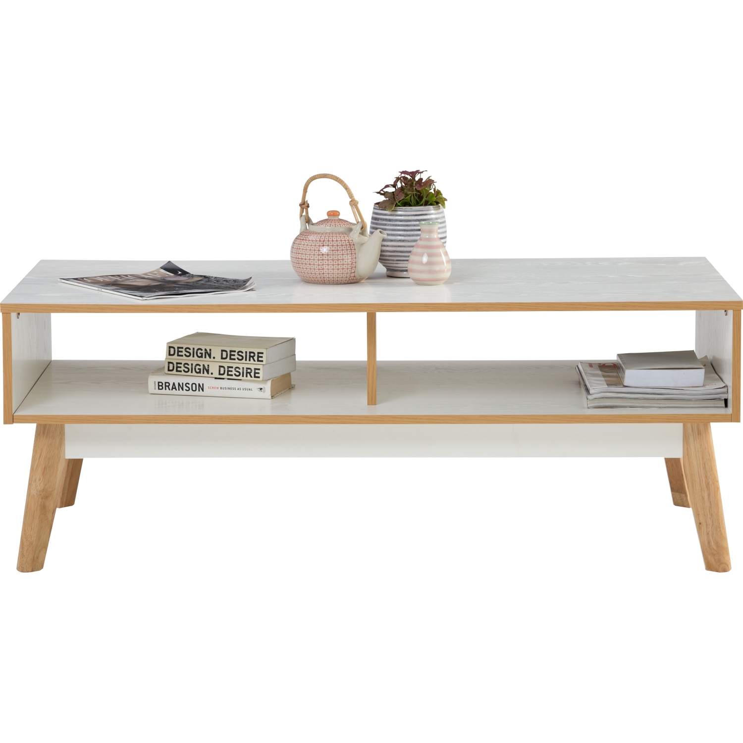 AIMIZON Tterk coffee table in Natural colour leg, White colour top